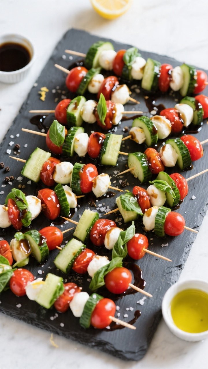 Overhead “party-ready platter” presentation of the final dish: a large matte slate board filled 