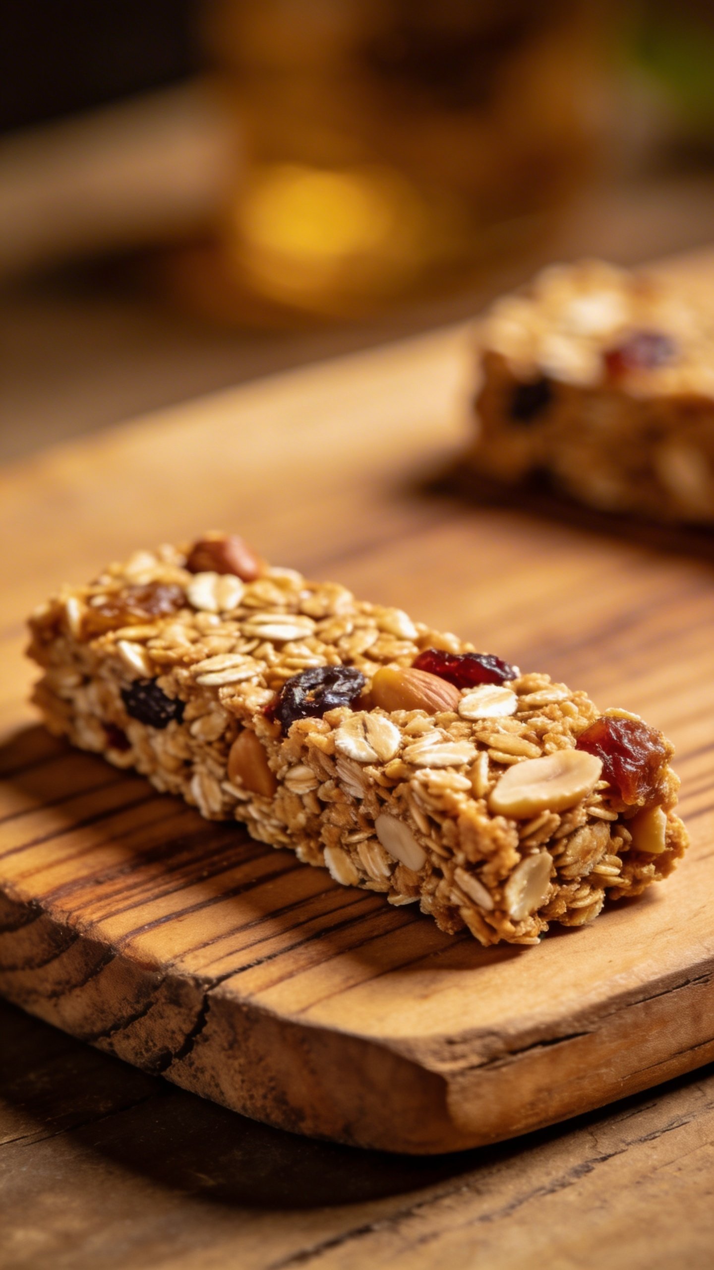 [HERO] no bake granola bar closeup on rustic wooden board