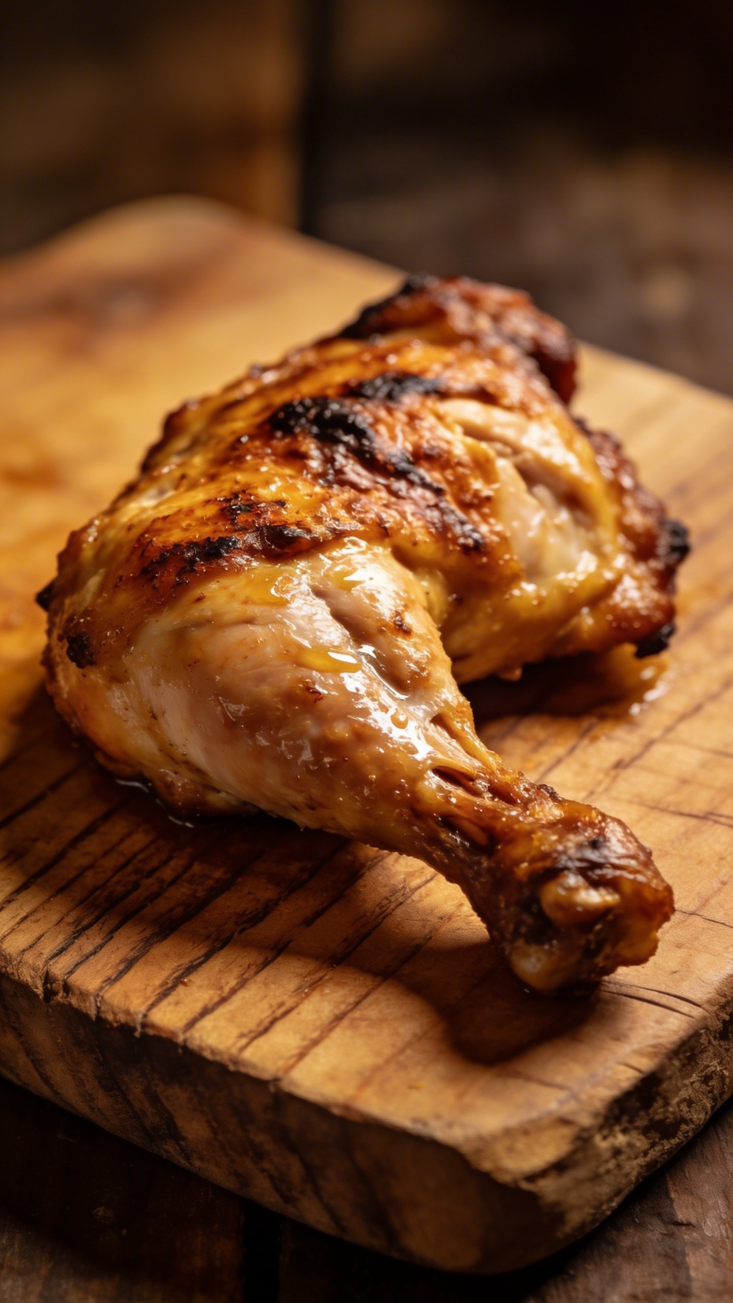 [HERO] closeup chicken thigh on rustic wooden board