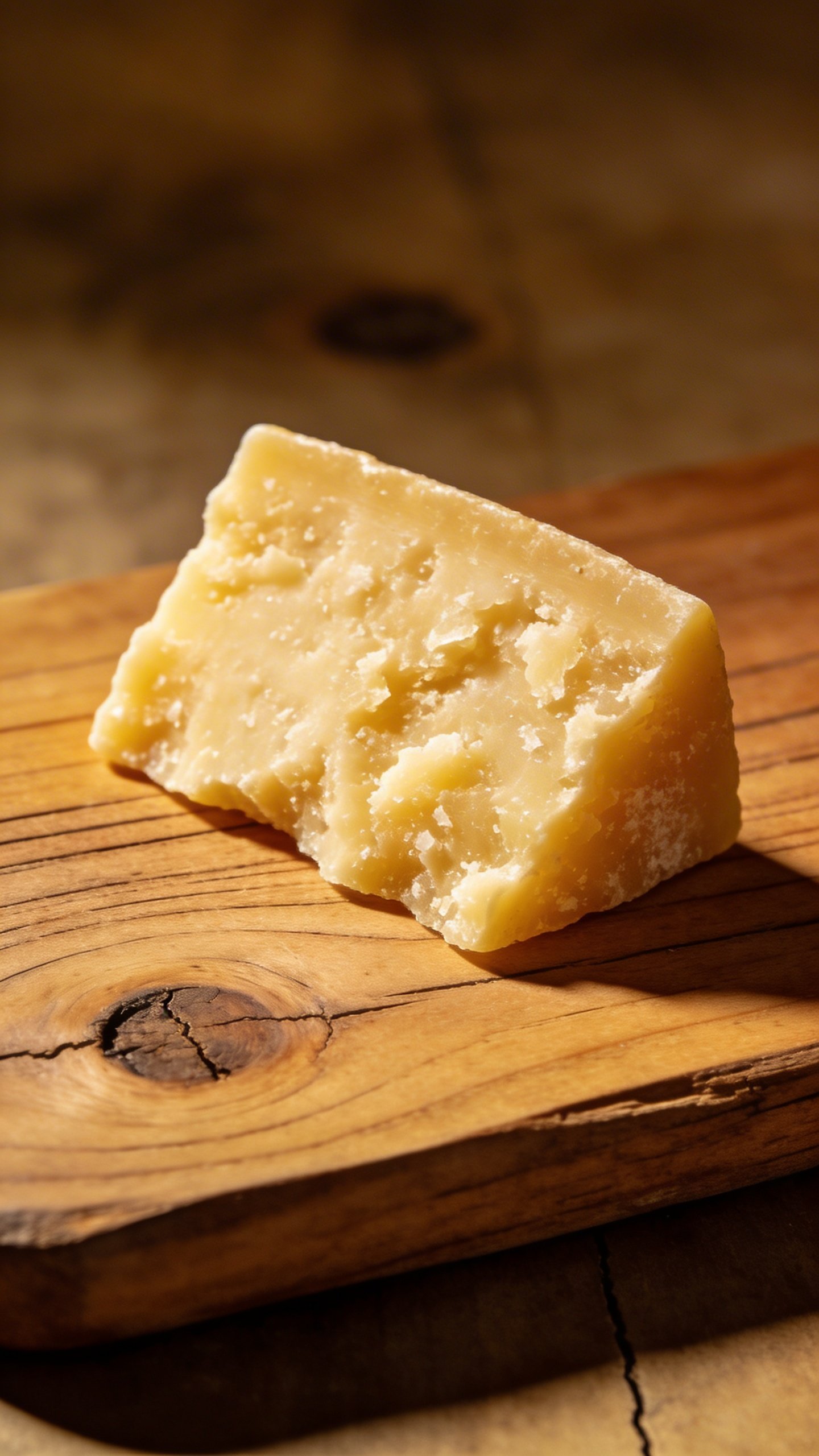 [RECIPE 2] single parmesan cheese shard on wooden board
