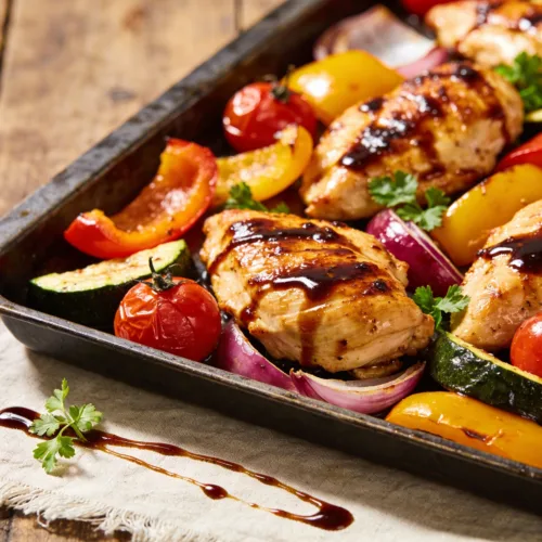 Balsamic Glazed Chicken and Veggies (Sheet Pan) Crunch Night