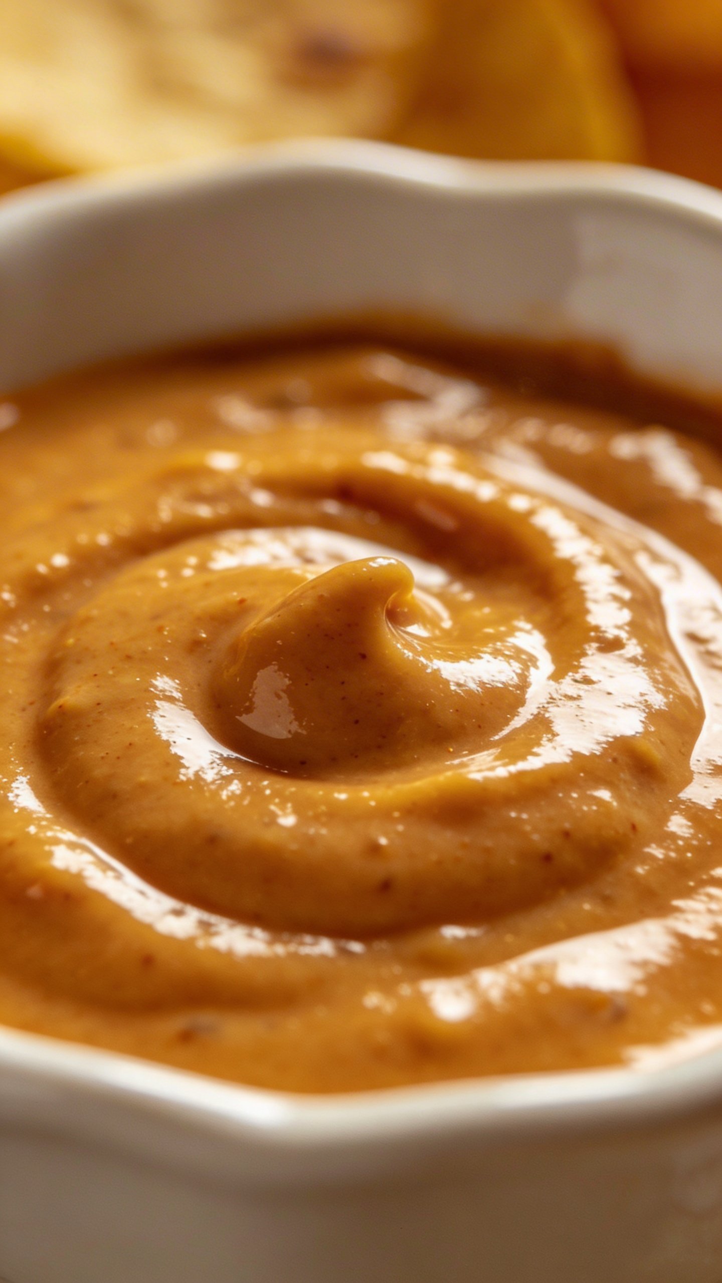 [RECIPE 3] closeup silky taco sauce swirl in white dish