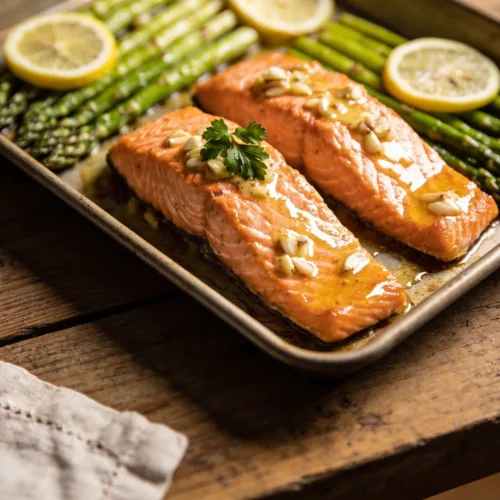 Garlic Butter Salmon with Lemon and Asparagus (Sheet Pan) Magic