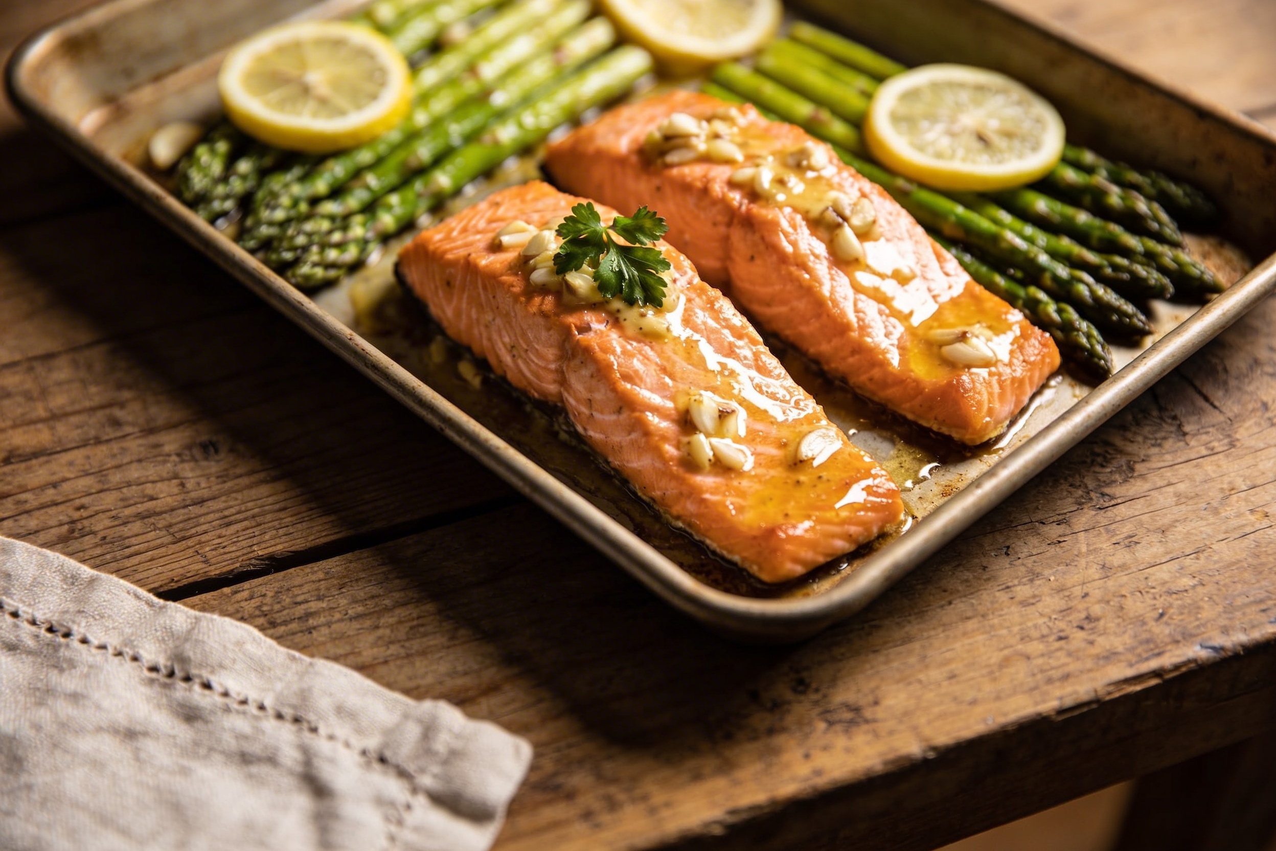 Garlic Butter Salmon with Lemon and Asparagus (Sheet Pan) Magic