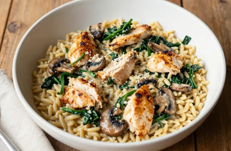 Creamy Spinach Mushroom Orzo with Chicken Night: Cozy One-Pan Dinner