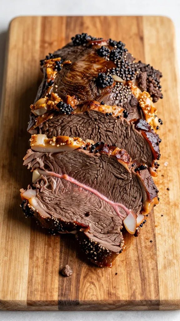 [HERO] slow cooker pot roast beef on rustic wooden board